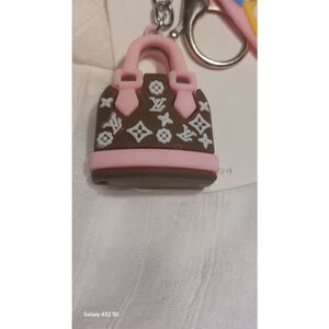 Handbag charm Keychain Pink Brown
